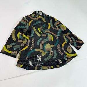 IC by Connie K Jacket Womens Small Geometric Print Asymmetric Hem Art to Wear